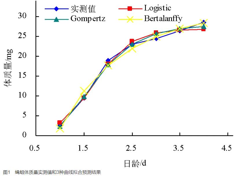 蠅蛆體質量生長曲線，生長發育性能特點、發育規律研究